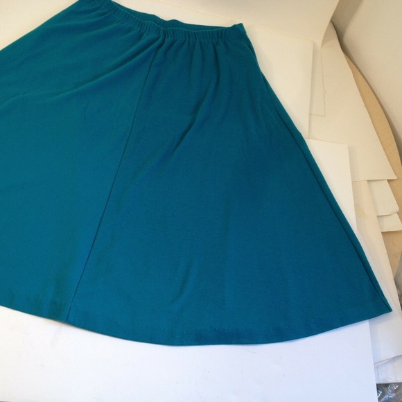 Vintage Silver Threads Green Soft Flowing Long Skirt Size Large Made in USA - Picture 11 of 12